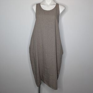 Skinny Tees Tan Sleeveless Linen Lagenlook Dress OSFM
